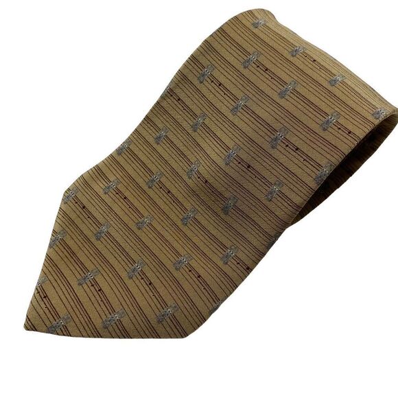 Bill Blass Tie Men's Necktie Silk Light Brown Gray Stripe Classic Office - Picture 1 of 7